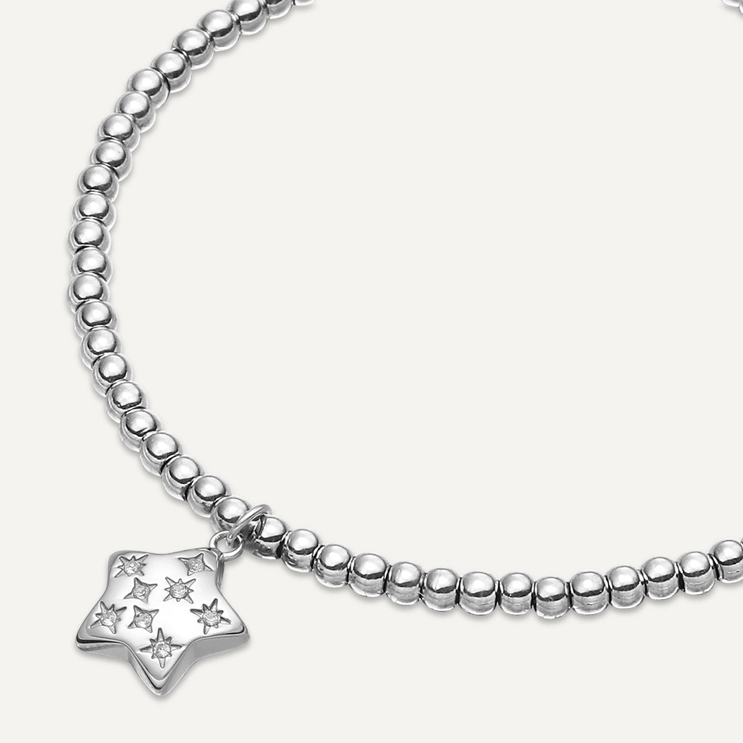 Memories: "JUST FOR YOU" | Star Bracelet | White Gold Plated