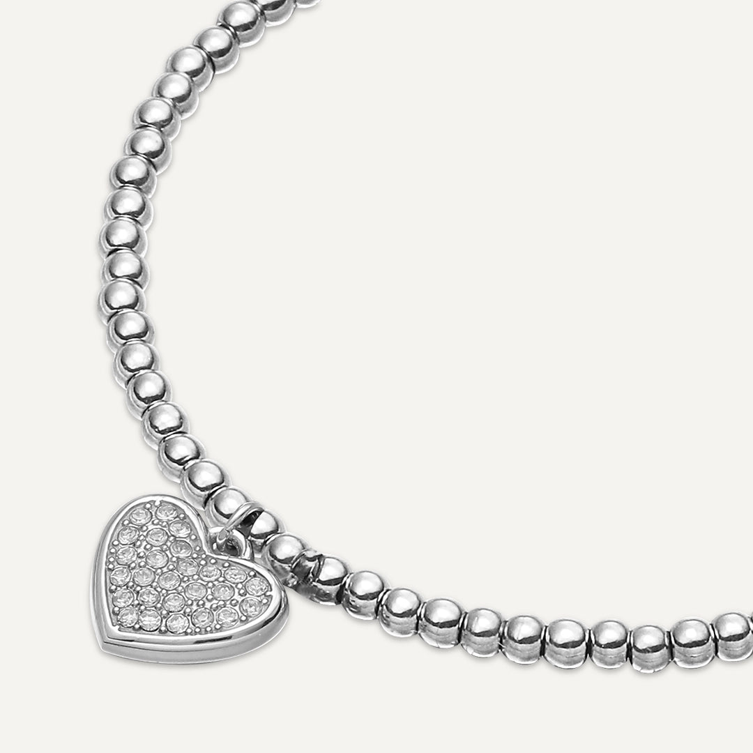 Memories: "MERRY CHISTMAS, MUM" | Heart Bracelet | White Gold Plated