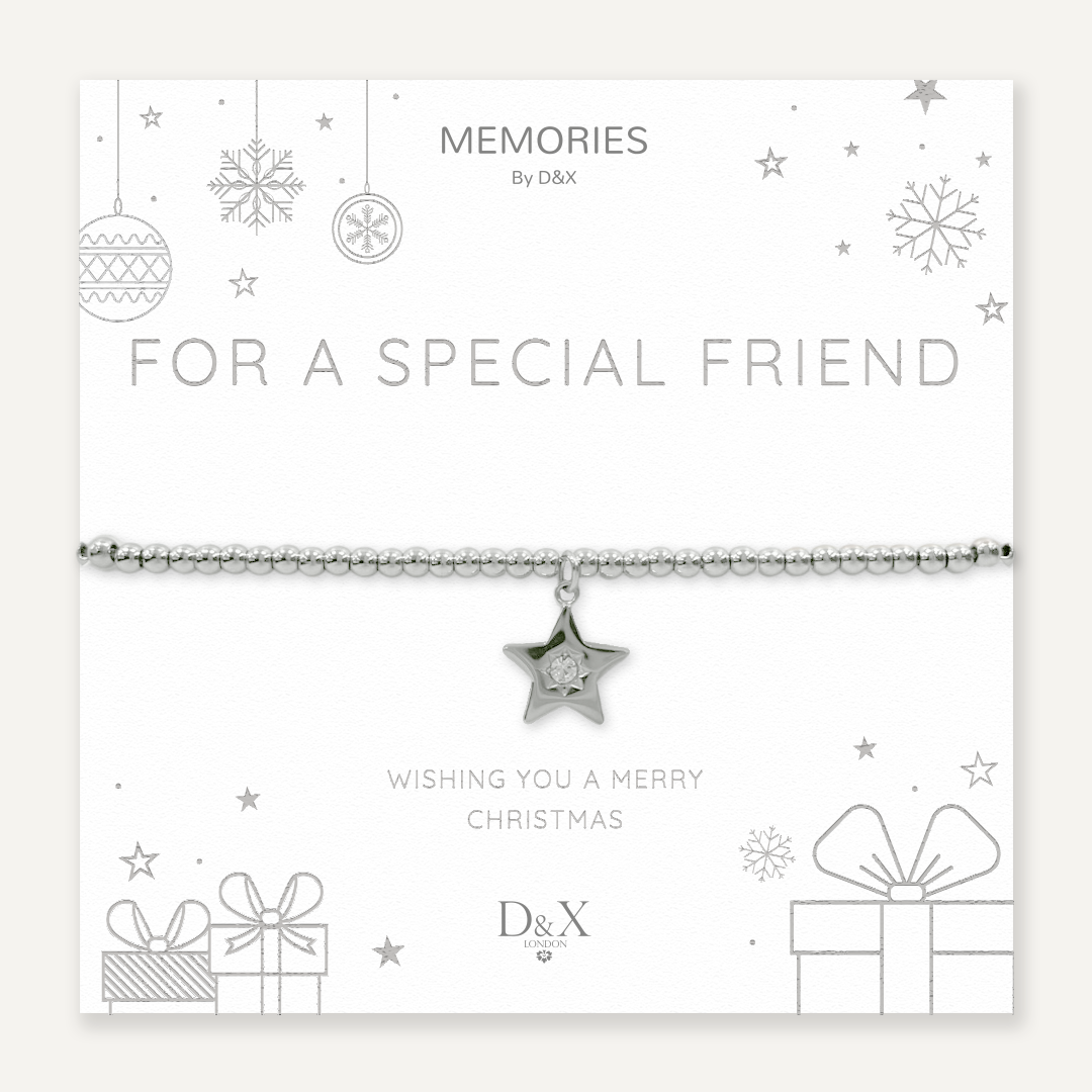 Memories: "FOR A SPECIAL FRIEND" | Star Bracelet | White Gold Plated