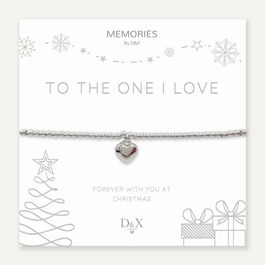 Memories: "TO THE ONE I LOVE" | Heart Bracelet | White Gold Plated