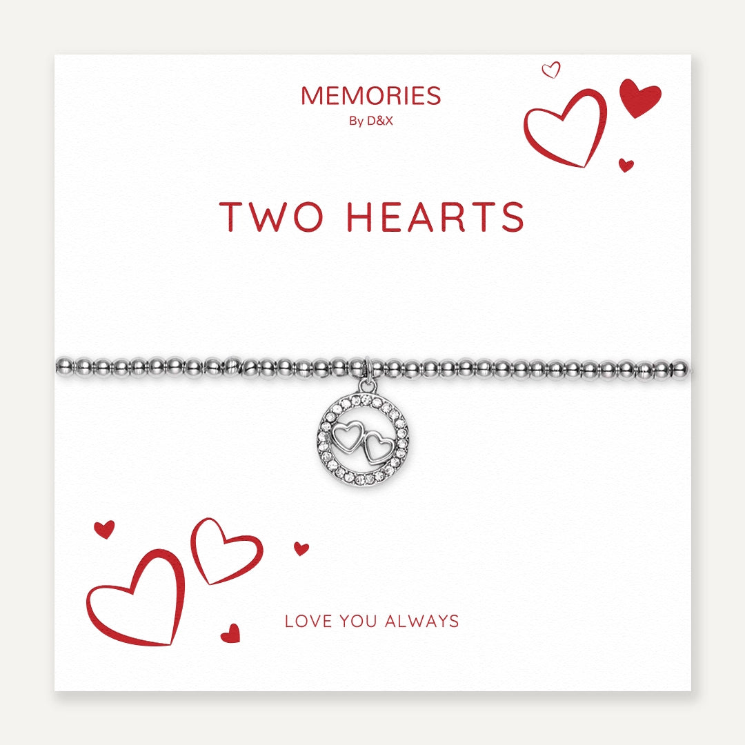 Memories: "TWO HEARTS" | Heart Bracelet | White Gold-Plated