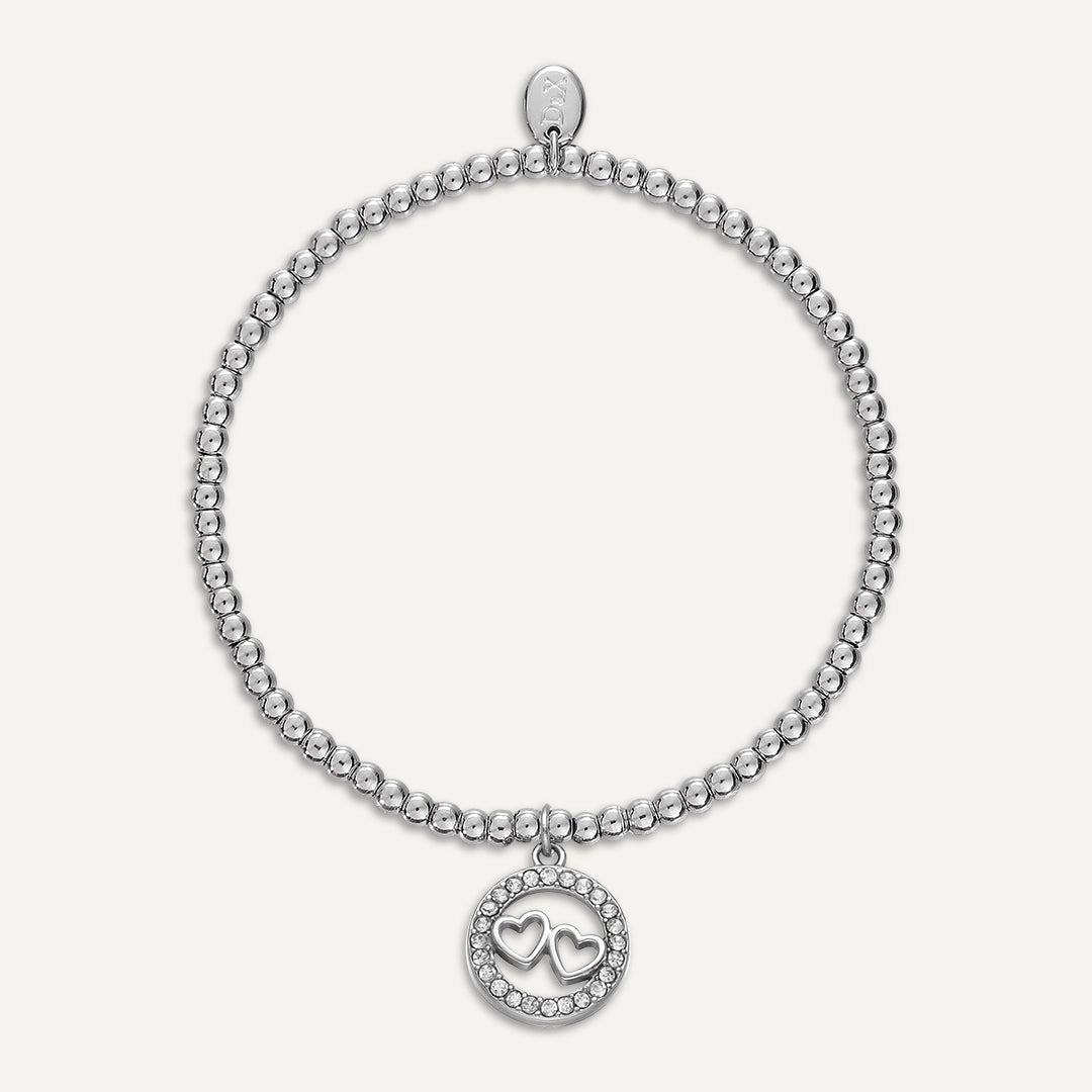 Memories: "TWO HEARTS" | Heart Bracelet | White Gold-Plated