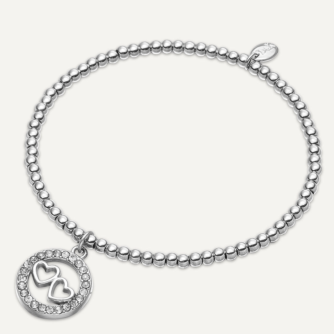 Memories: "TWO HEARTS" | Heart Bracelet | White Gold-Plated