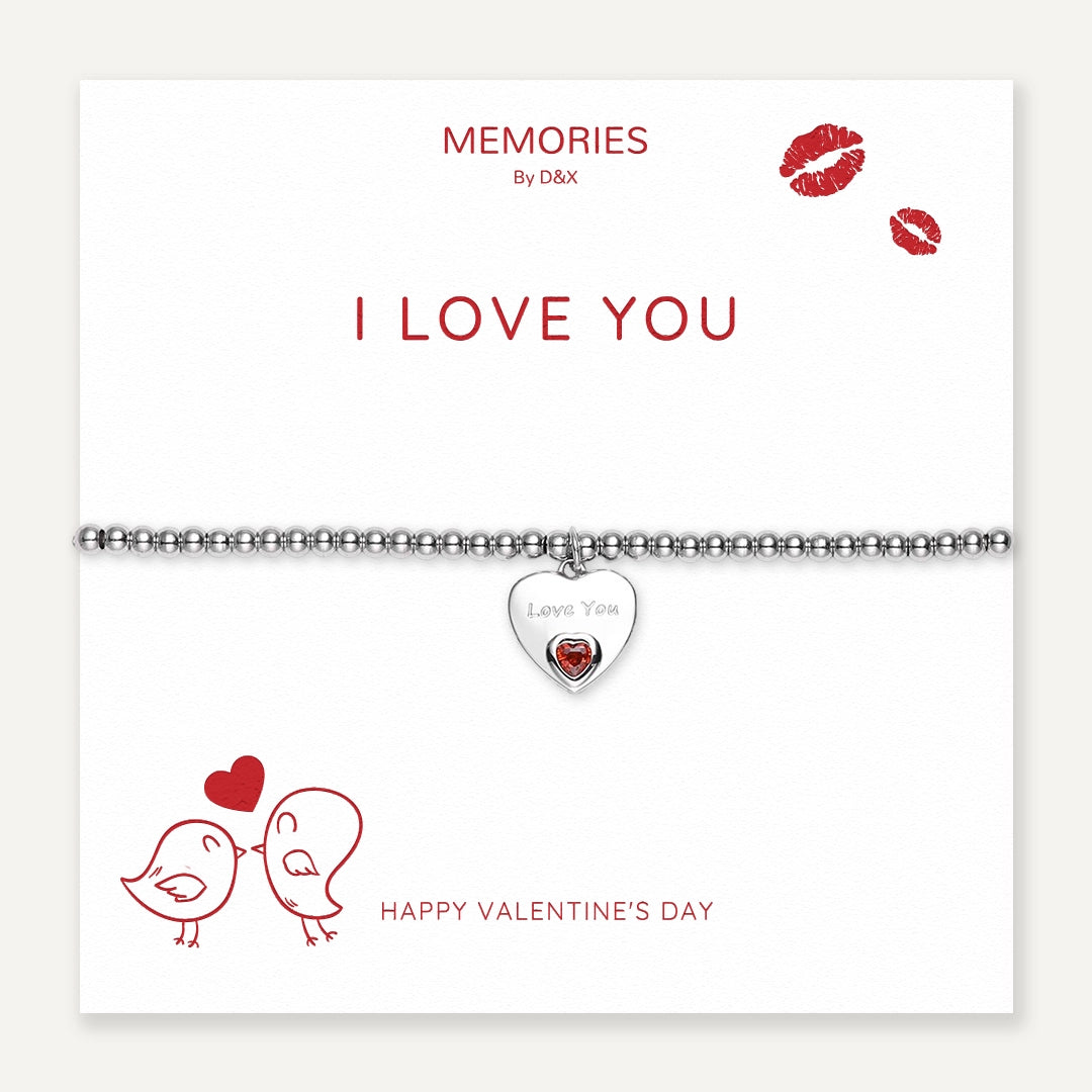 Memories: "I LOVE YOU" | Heart Bracelet | White Gold-Plated