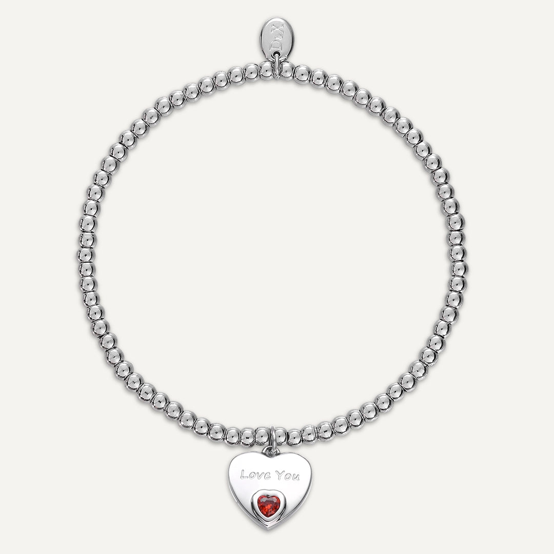 Memories: "I LOVE YOU" | Heart Bracelet | White Gold-Plated