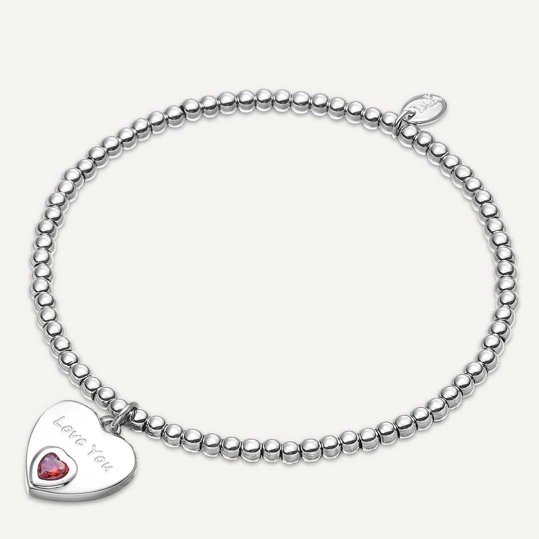 Memories: "I LOVE YOU" | Heart Bracelet | White Gold-Plated