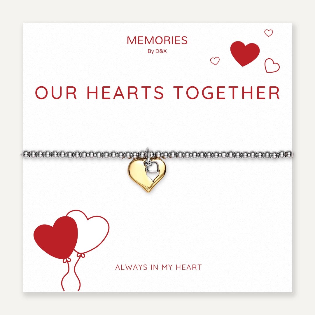 Memories: "OUR HEARTS TOGETHER" | Heart Bracelet | White Gold & 18K Gold-Plated