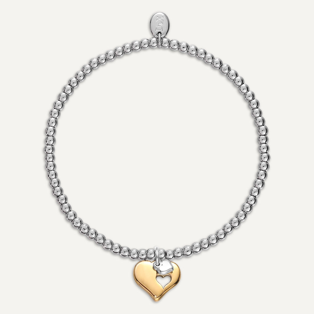 Memories: "OUR HEARTS TOGETHER" | Heart Bracelet | White Gold & 18K Gold-Plated