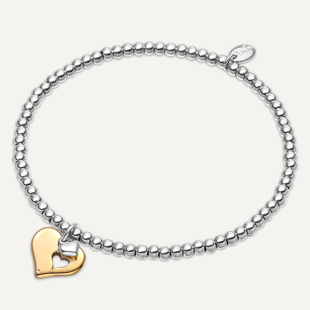 Memories: "OUR HEARTS TOGETHER" | Heart Bracelet | White Gold & 18K Gold-Plated