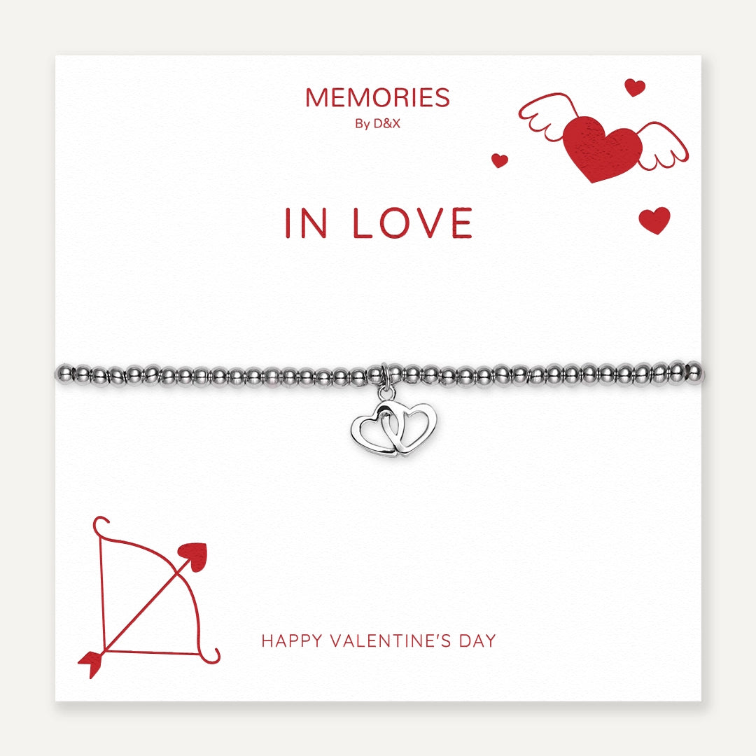 Memories: "IN LOVE" | Two Heart Bracelet | White Gold-Plated