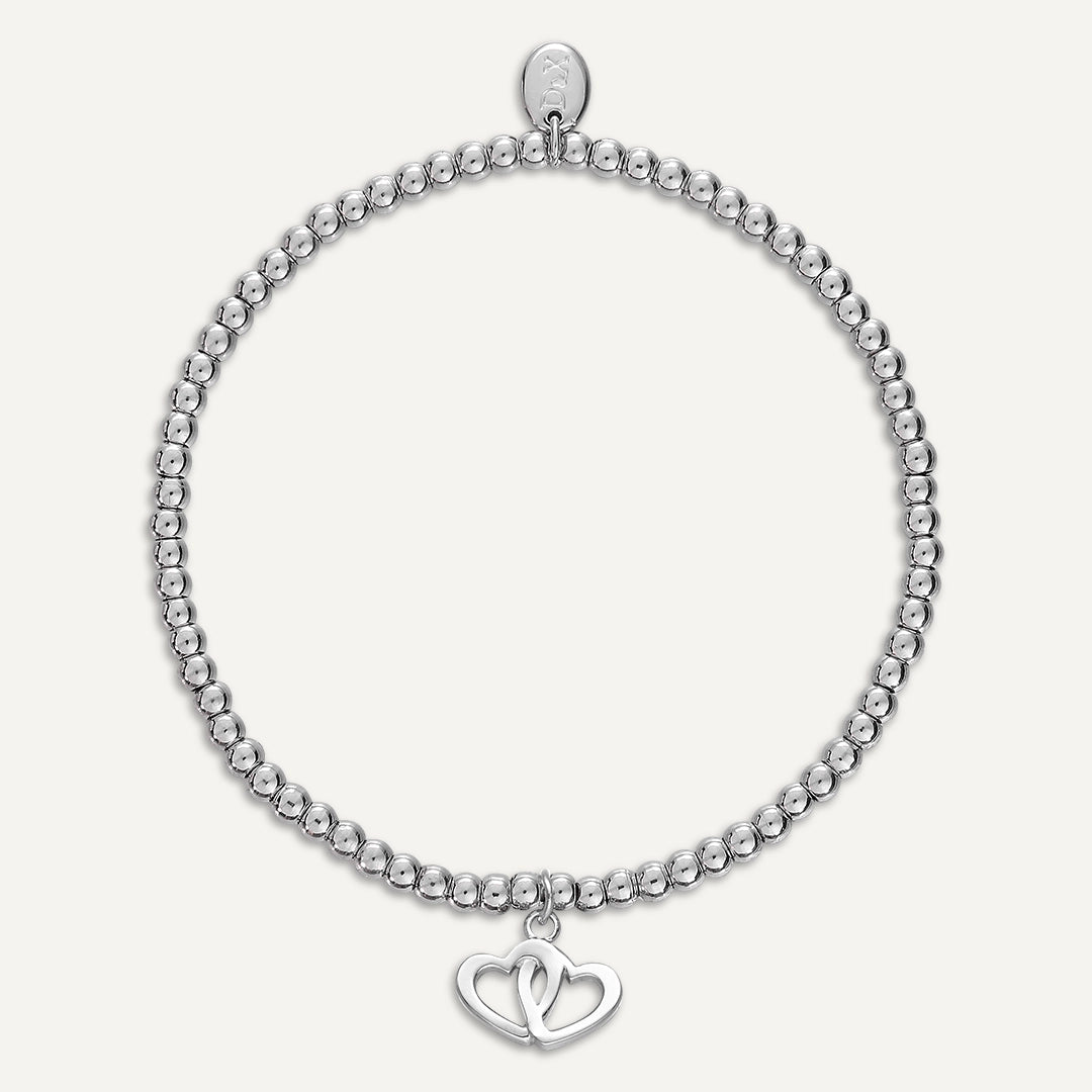 Memories: "IN LOVE" | Two Heart Bracelet | White Gold-Plated