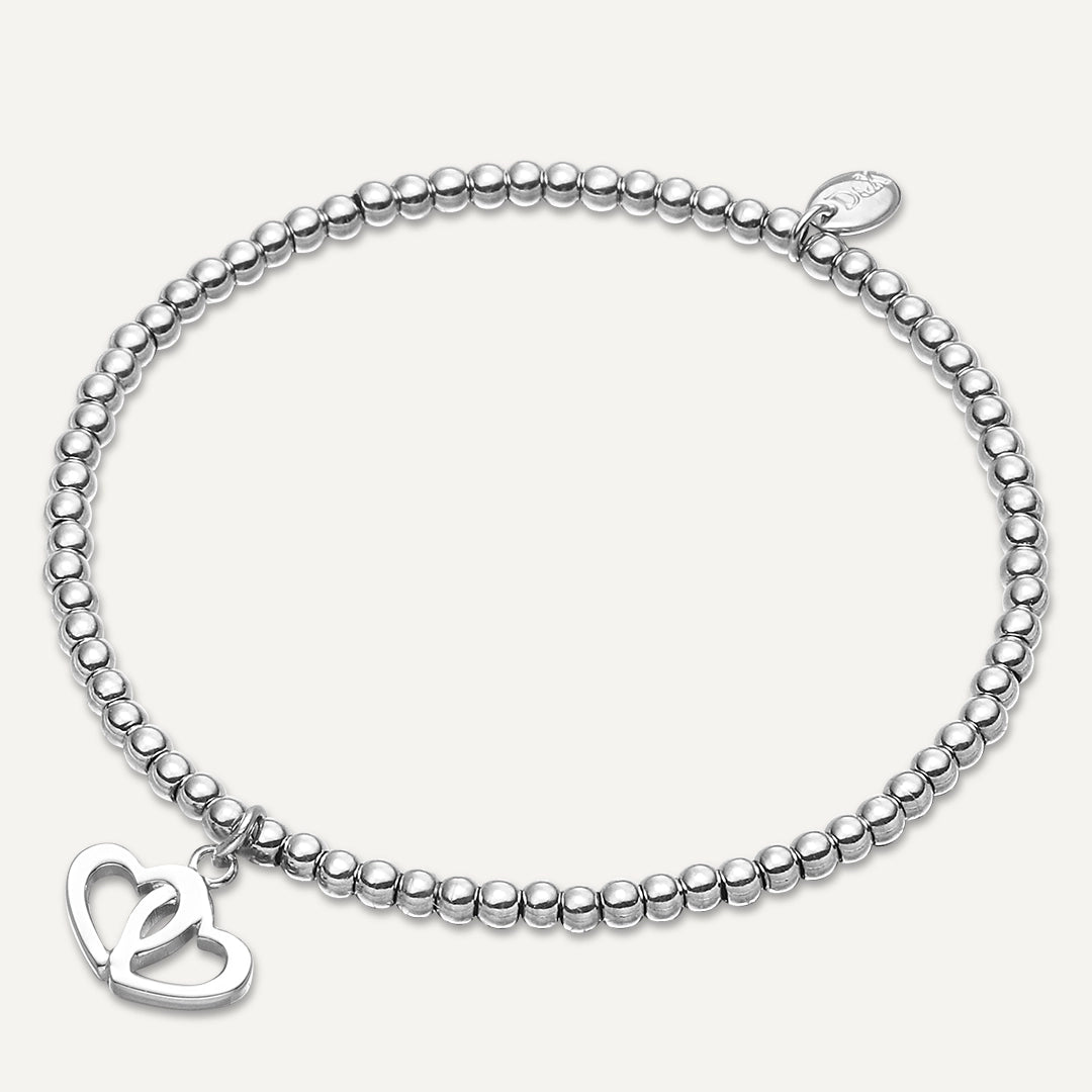 Memories: "IN LOVE" | Two Heart Bracelet | White Gold-Plated