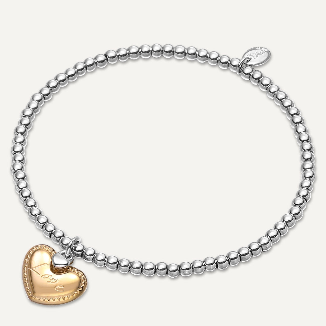 Memories: "FOR THE ONE I LOVE" | Heart Bracelet | White Gold-Plated