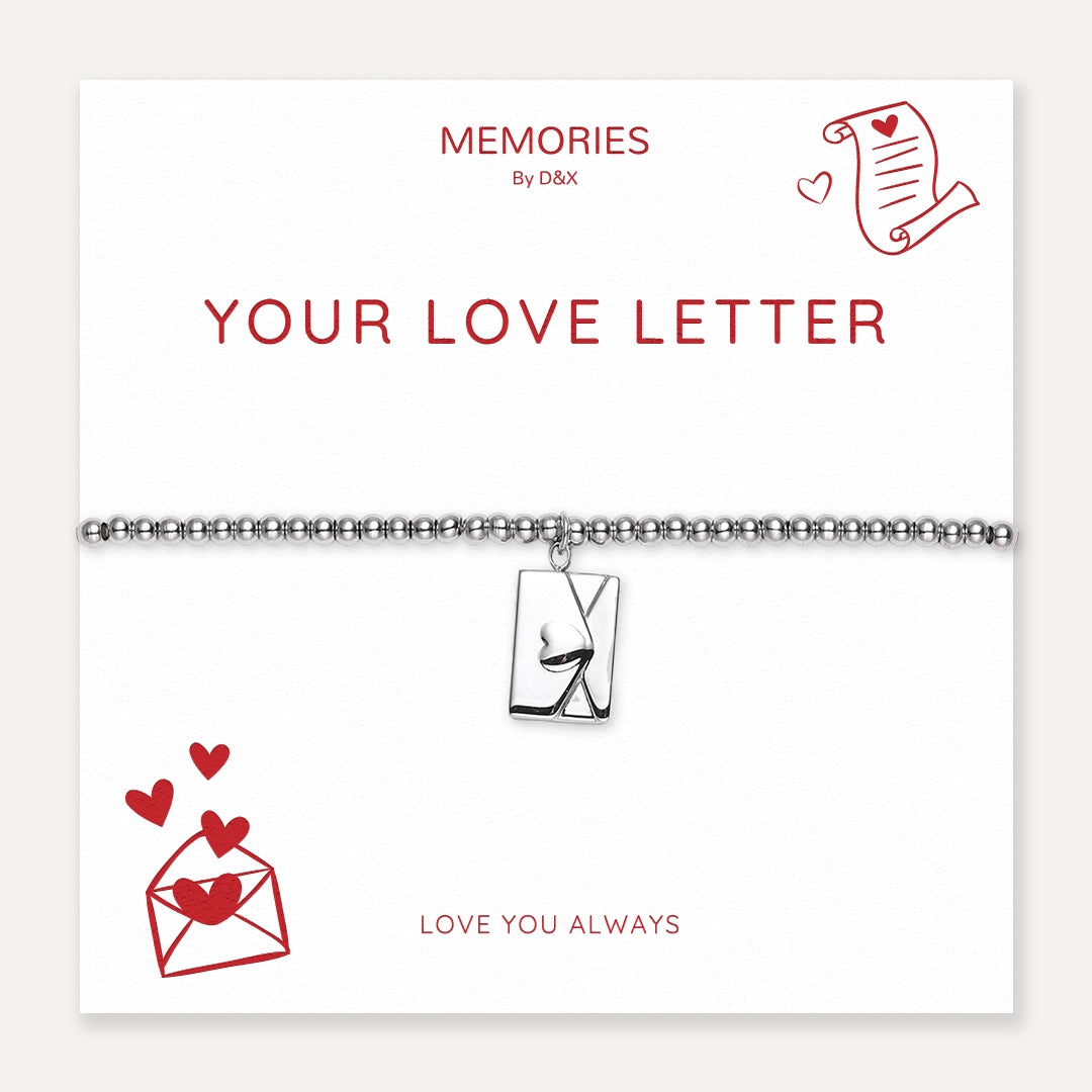 Memories: "YOUR LOVE LETTER" | Envelope Bracelet | White Gold-Plated