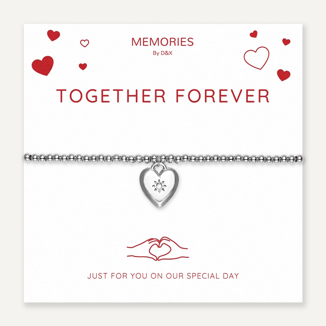 Memories: "TOGETHER FOREVER" | Heart Bracelet | White Gold-Plated
