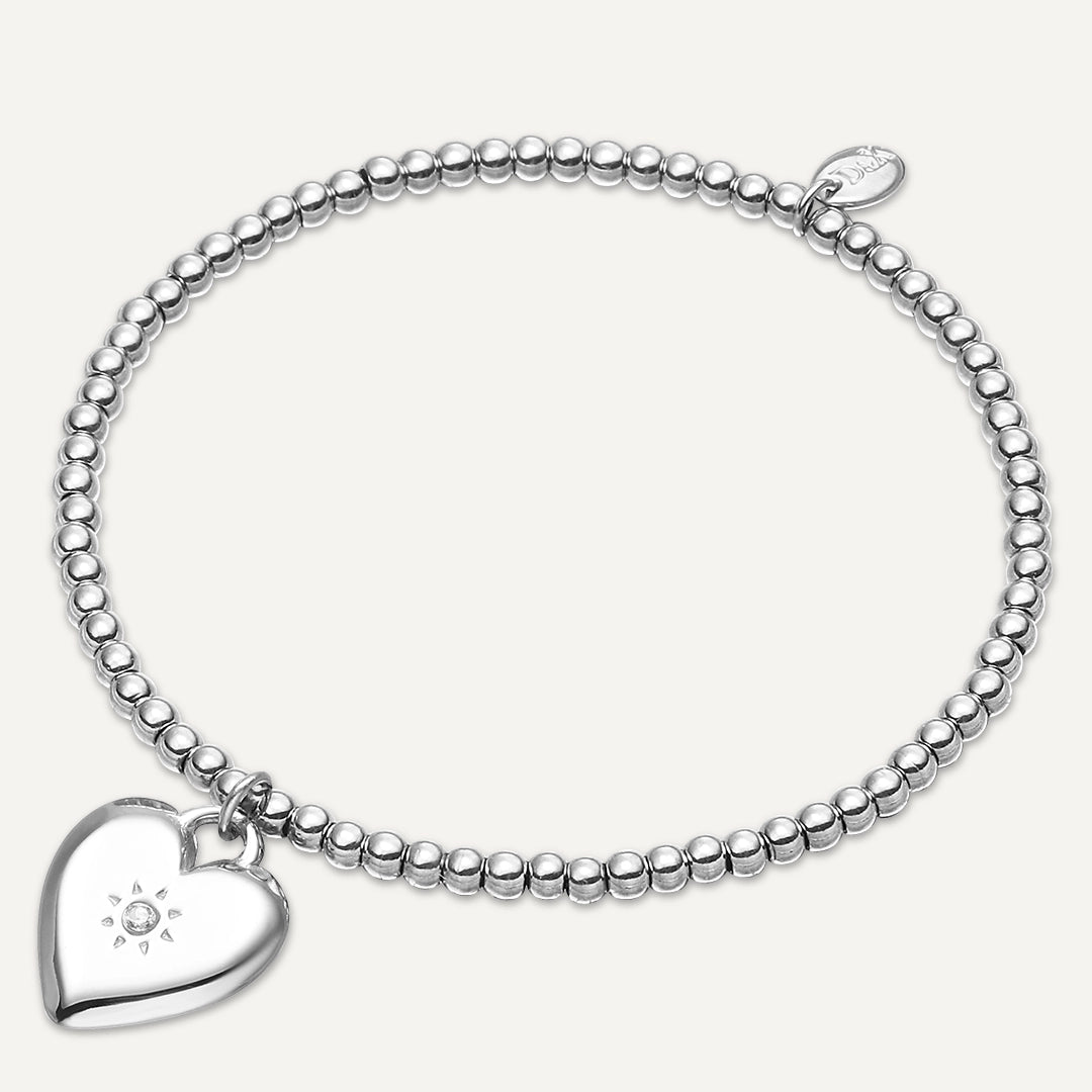 Memories: "TOGETHER FOREVER" | Heart Bracelet | White Gold-Plated