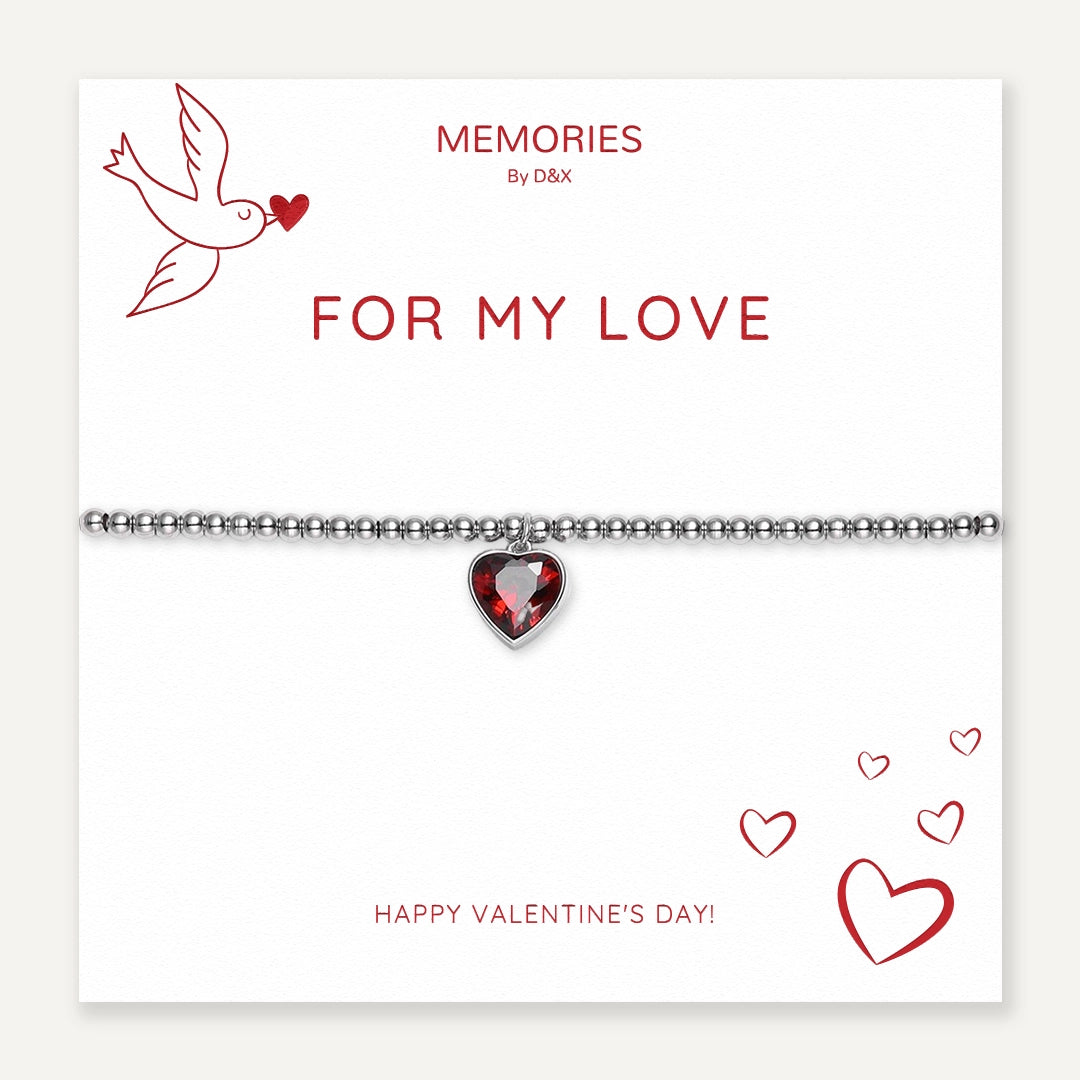 Memories: "FOR MY LOVE" | Heart Bracelet | White Gold-Plated