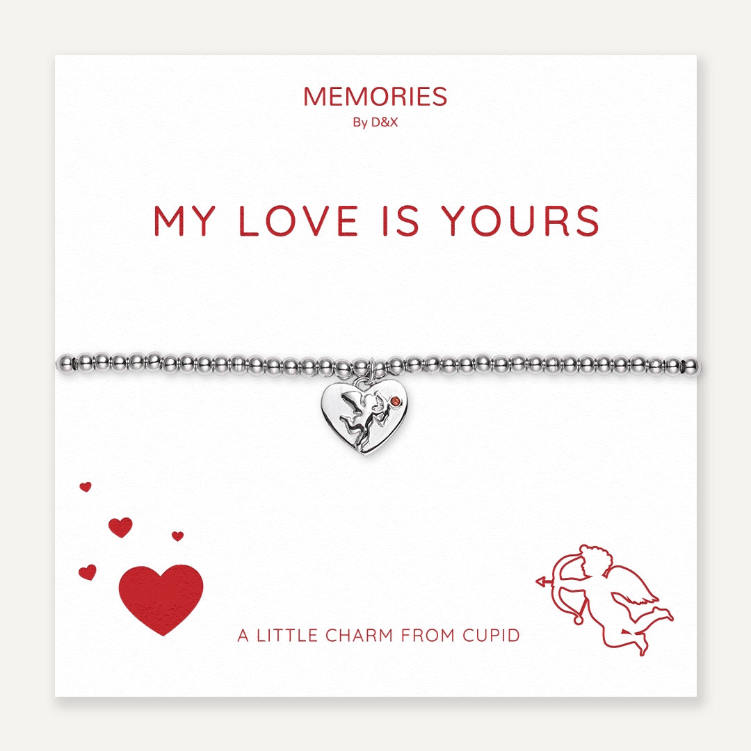 Memories: "MY LOVE IS YOURS" | Heart Bracelet | White Gold-Plated