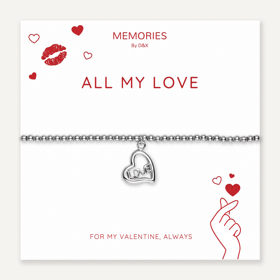Memories: "ALL MY LOVE" | Heart Bracelet | White Gold-Plated