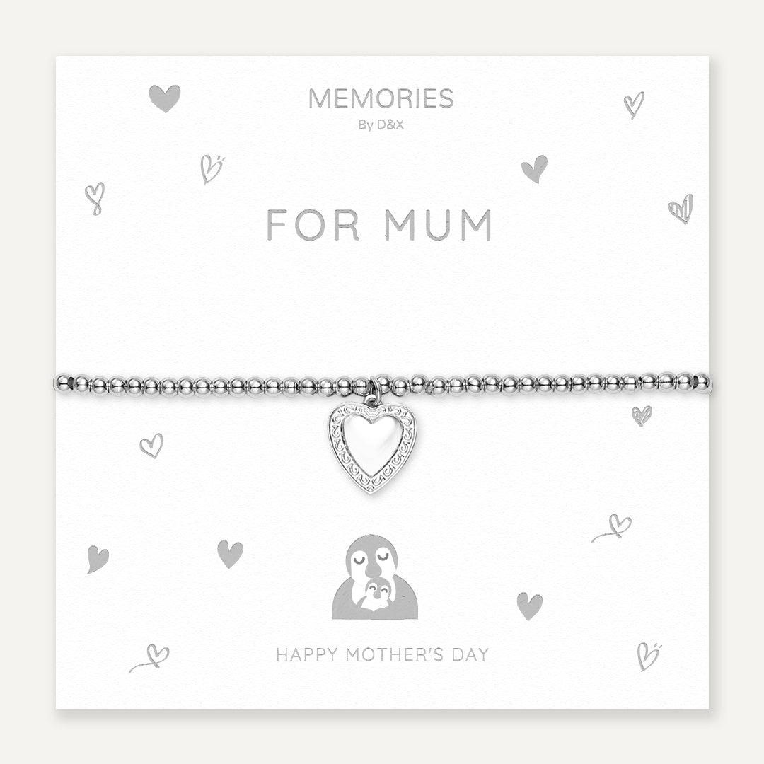 Memories: "FOR MUM" | Heart Bracelet | White Gold-Plated