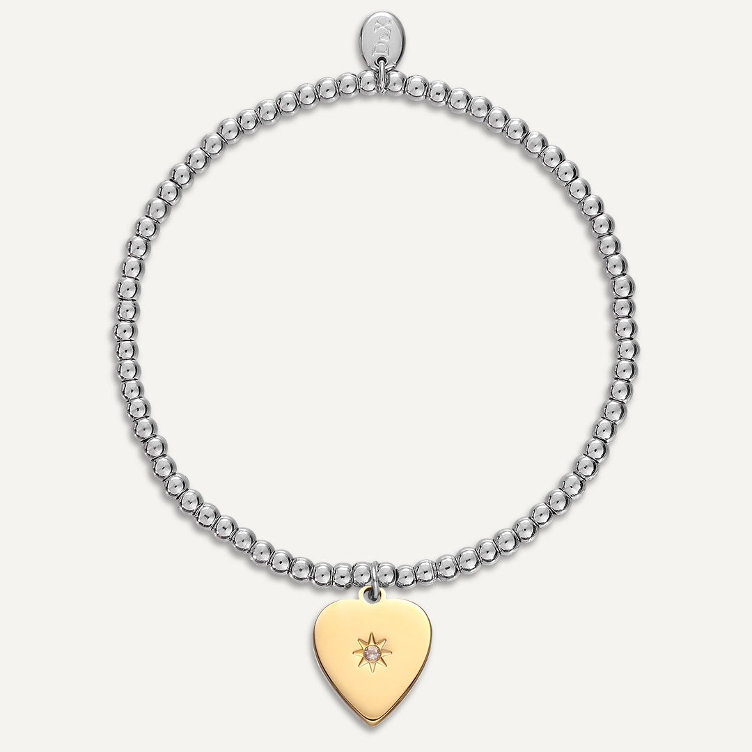 Memories: "LOVE YOU MUM" | Heart Bracelet |  White Gold & 18K Gold-Plated