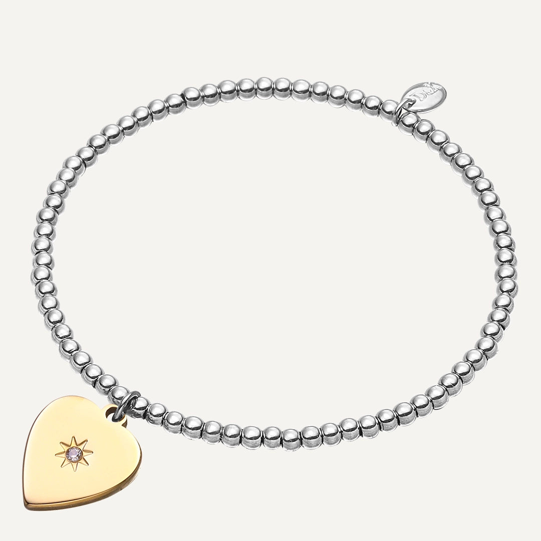 Memories: "LOVE YOU MUM" | Heart Bracelet |  White Gold & 18K Gold-Plated