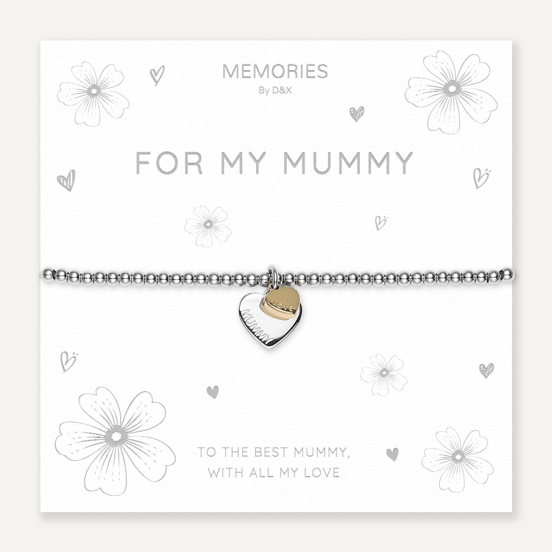 Memories: "FOR MY MUMMY" | Heart Bracelet |  White Gold & 18K Gold-Plated