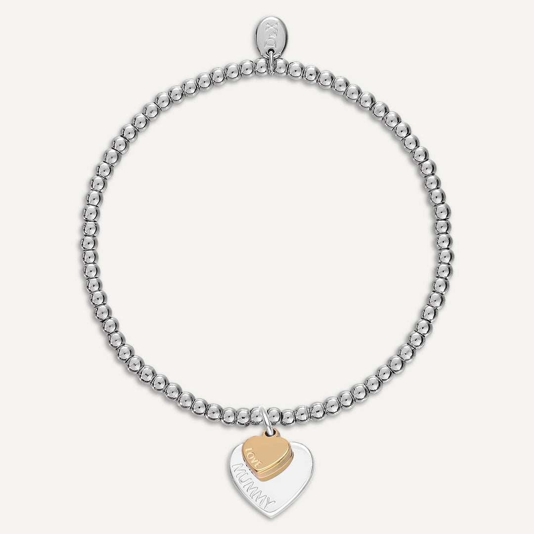 Memories: "FOR MY MUMMY" | Heart Bracelet |  White Gold & 18K Gold-Plated