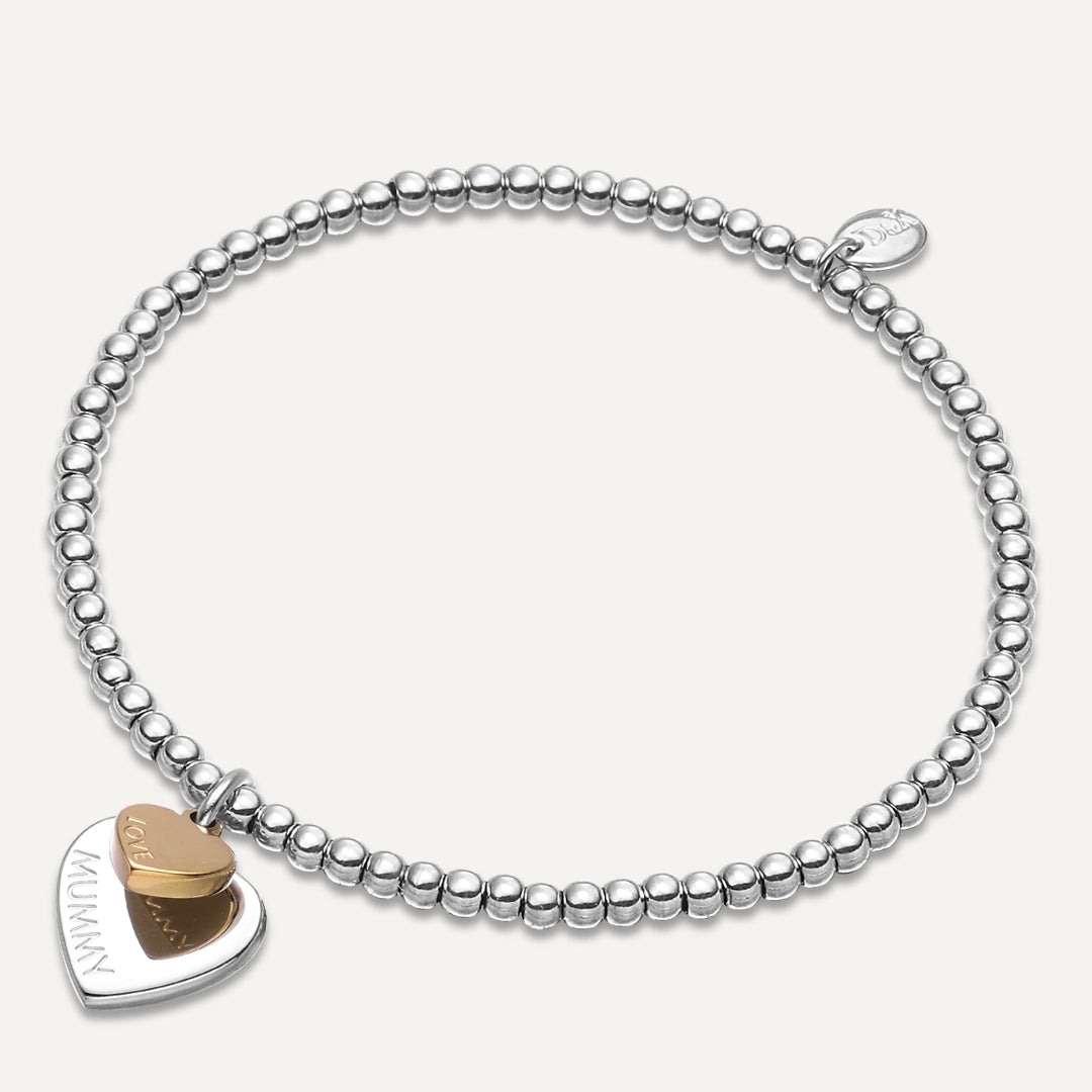 Memories: "FOR MY MUMMY" | Heart Bracelet |  White Gold & 18K Gold-Plated