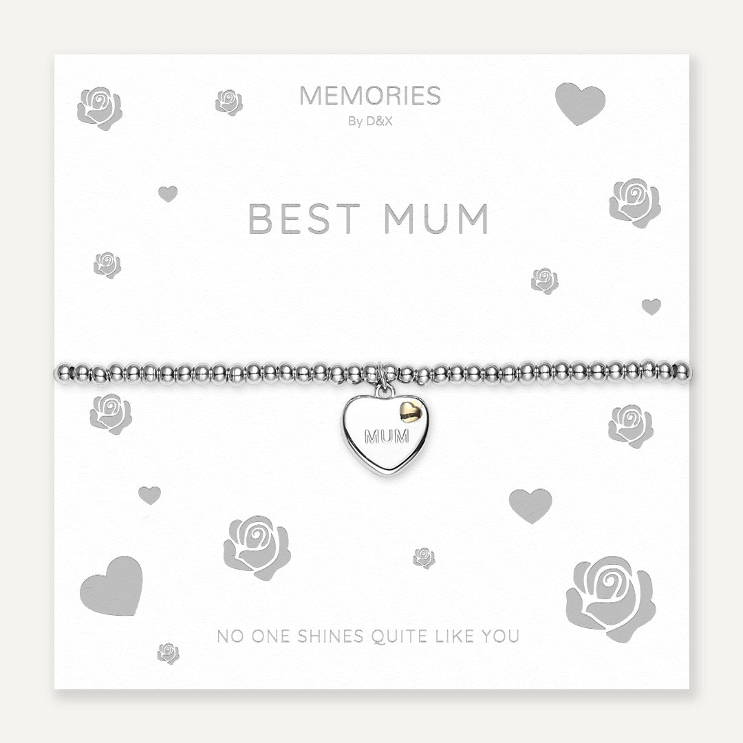 Memories: "BEST MUM" | Heart Bracelet | White Gold-Plated