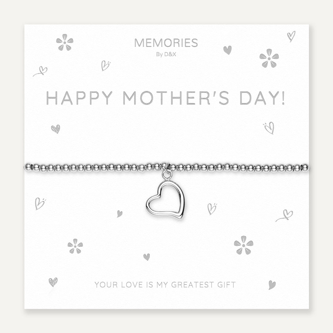 Memories: "HAPPY MOTHER'S DAY" | Heart Bracelet | White Gold-Plated