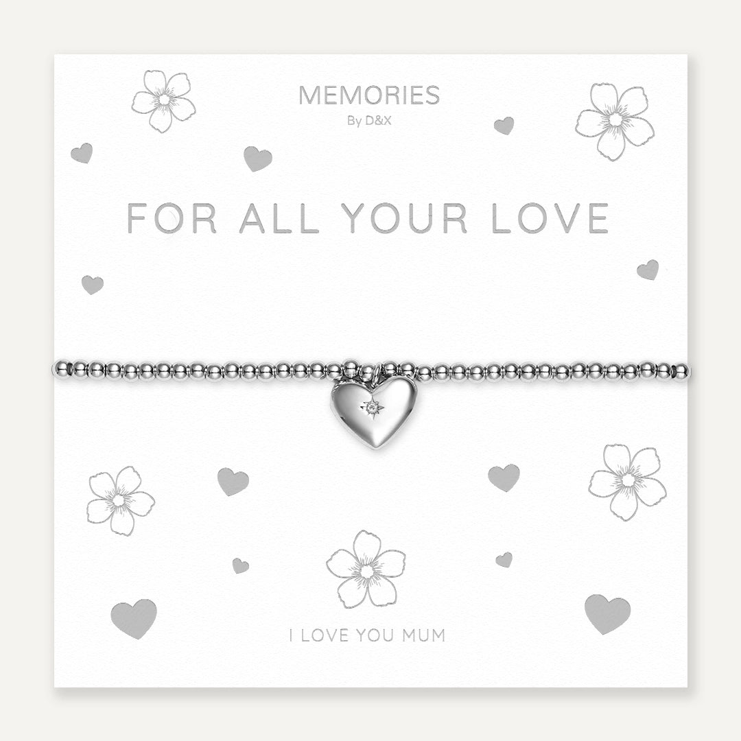 Memories: "FOR ALL YOUR LOVE" | Heart Bracelet | White Gold-Plated