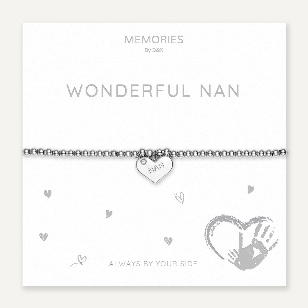 Memories: "WONDERFUL NAN" | Heart Bracelet | White Gold-Plated