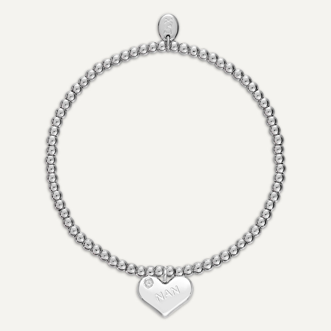 Memories: "WONDERFUL NAN" | Heart Bracelet | White Gold-Plated
