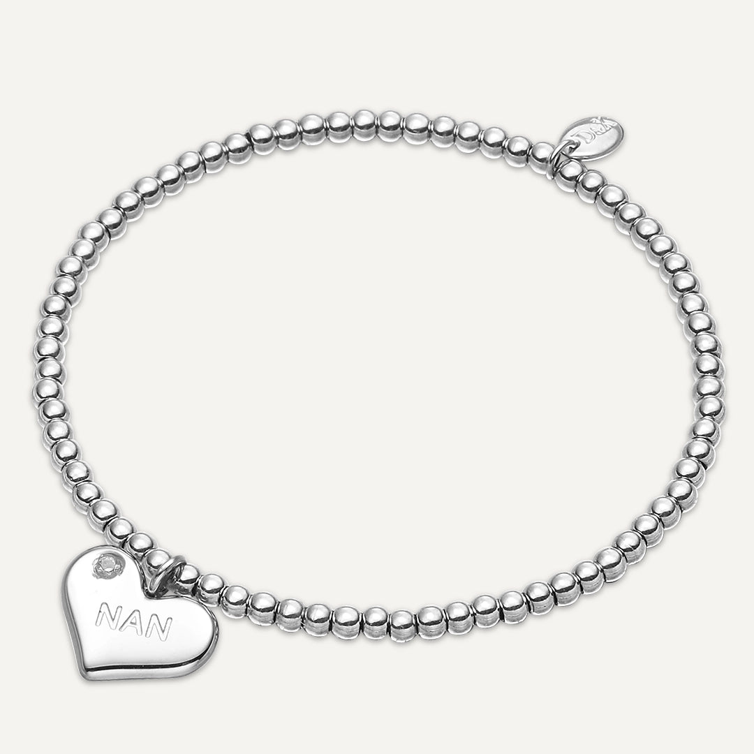 Memories: "WONDERFUL NAN" | Heart Bracelet | White Gold-Plated