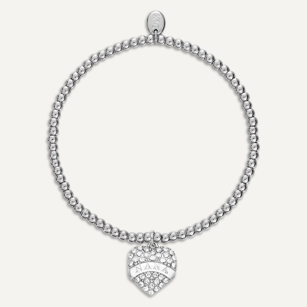 Memories: "WONDERFUL NANA" | Heart Bracelet | White Gold-Plated