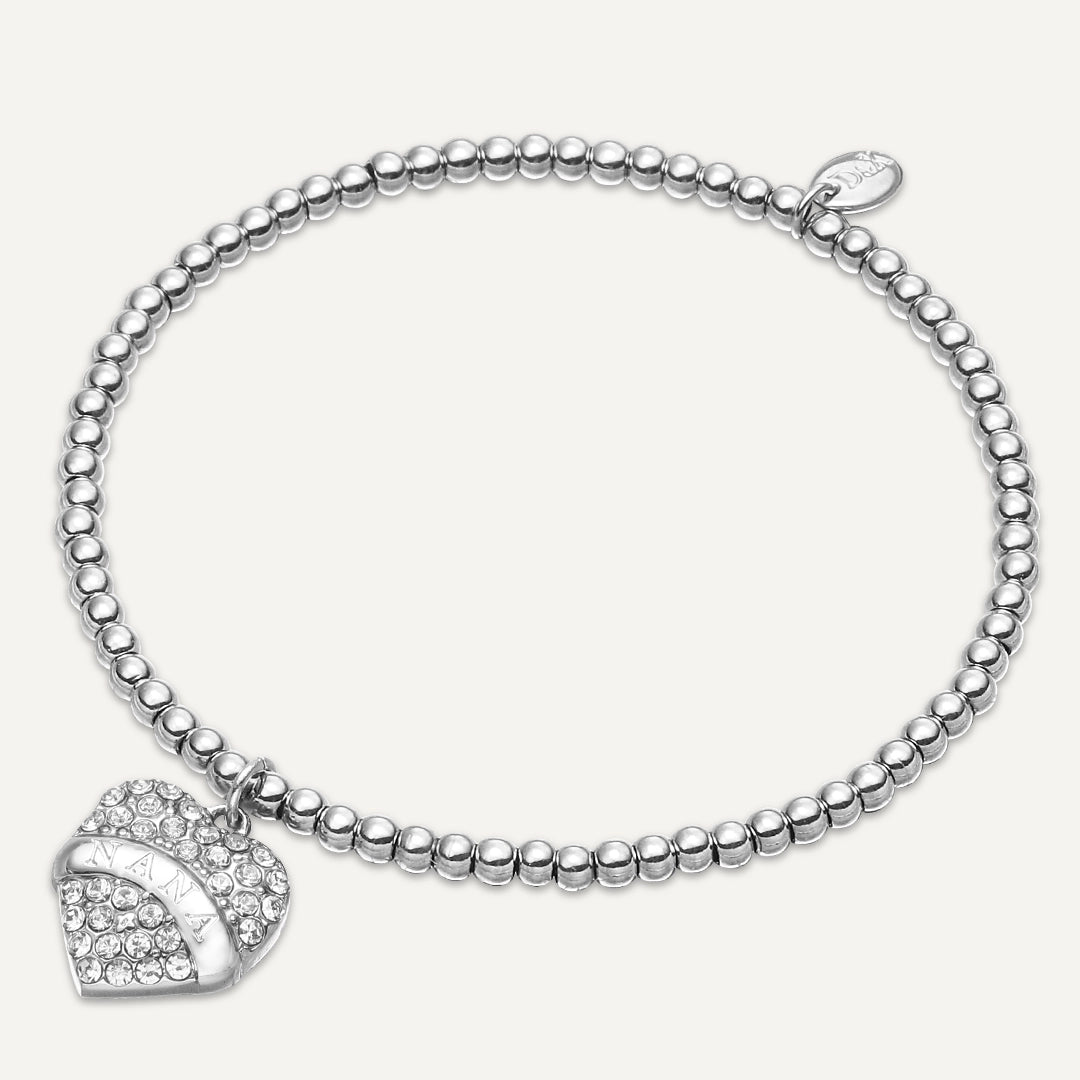Memories: "WONDERFUL NANA" | Heart Bracelet | White Gold-Plated