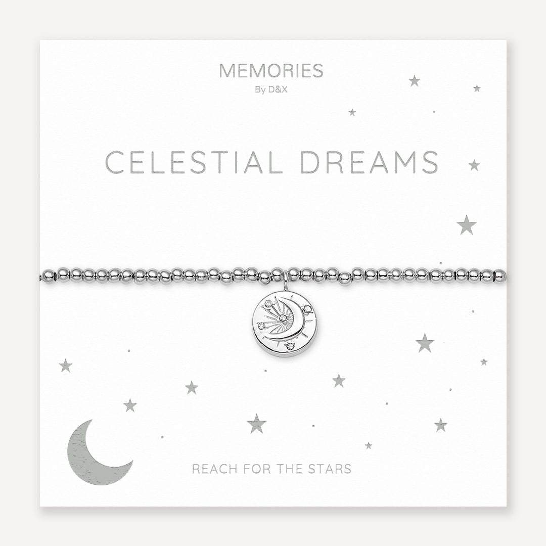 Memories: "CELESTIAL DREAMS" | Moon Bracelet | White Gold-Plated
