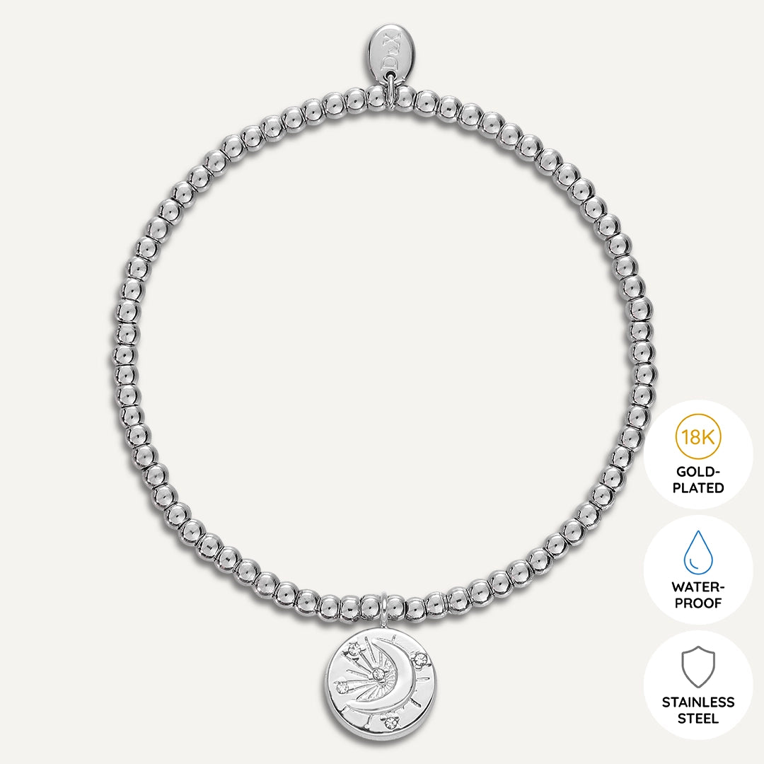 Memories: "CELESTIAL DREAMS" | Moon Bracelet | White Gold-Plated