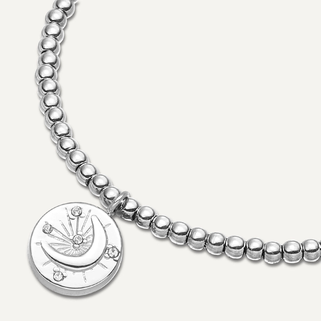 Memories: "CELESTIAL DREAMS" | Moon Bracelet | White Gold-Plated