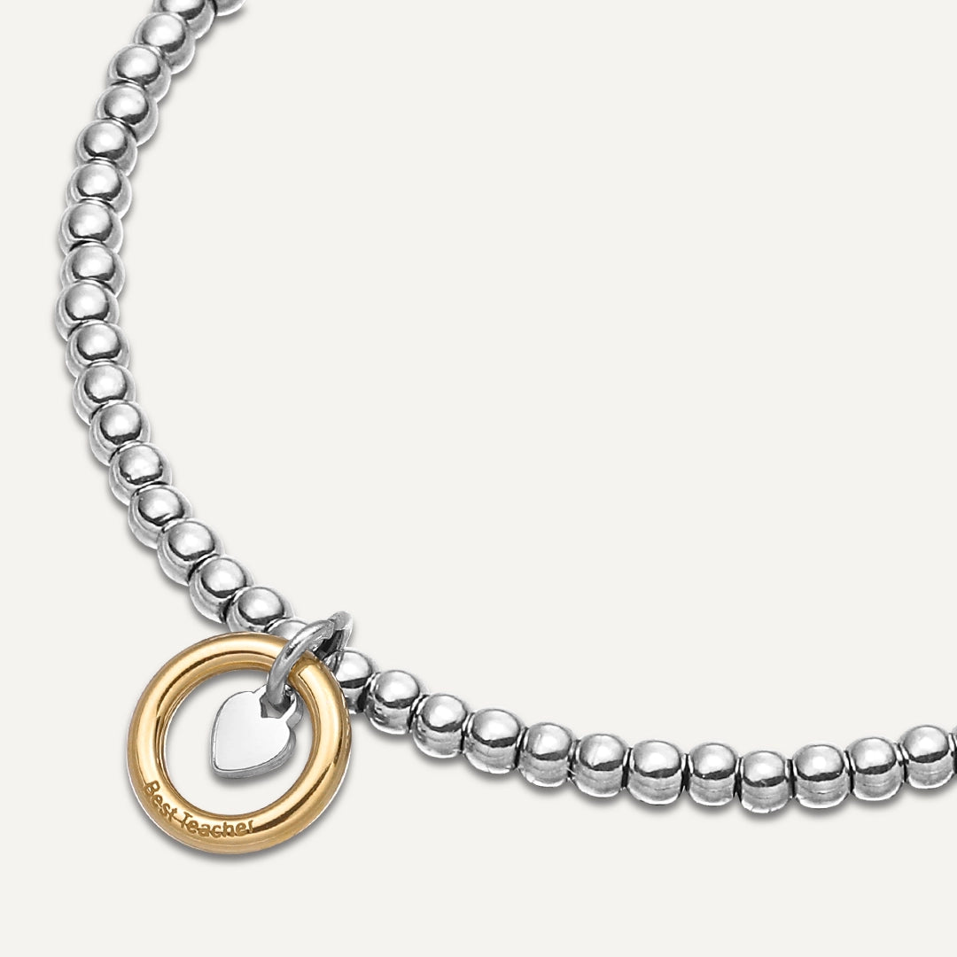 Memories: " FAVORITE TEACHER" | Heart Bracelet | White Gold & 18K Gold-Plated