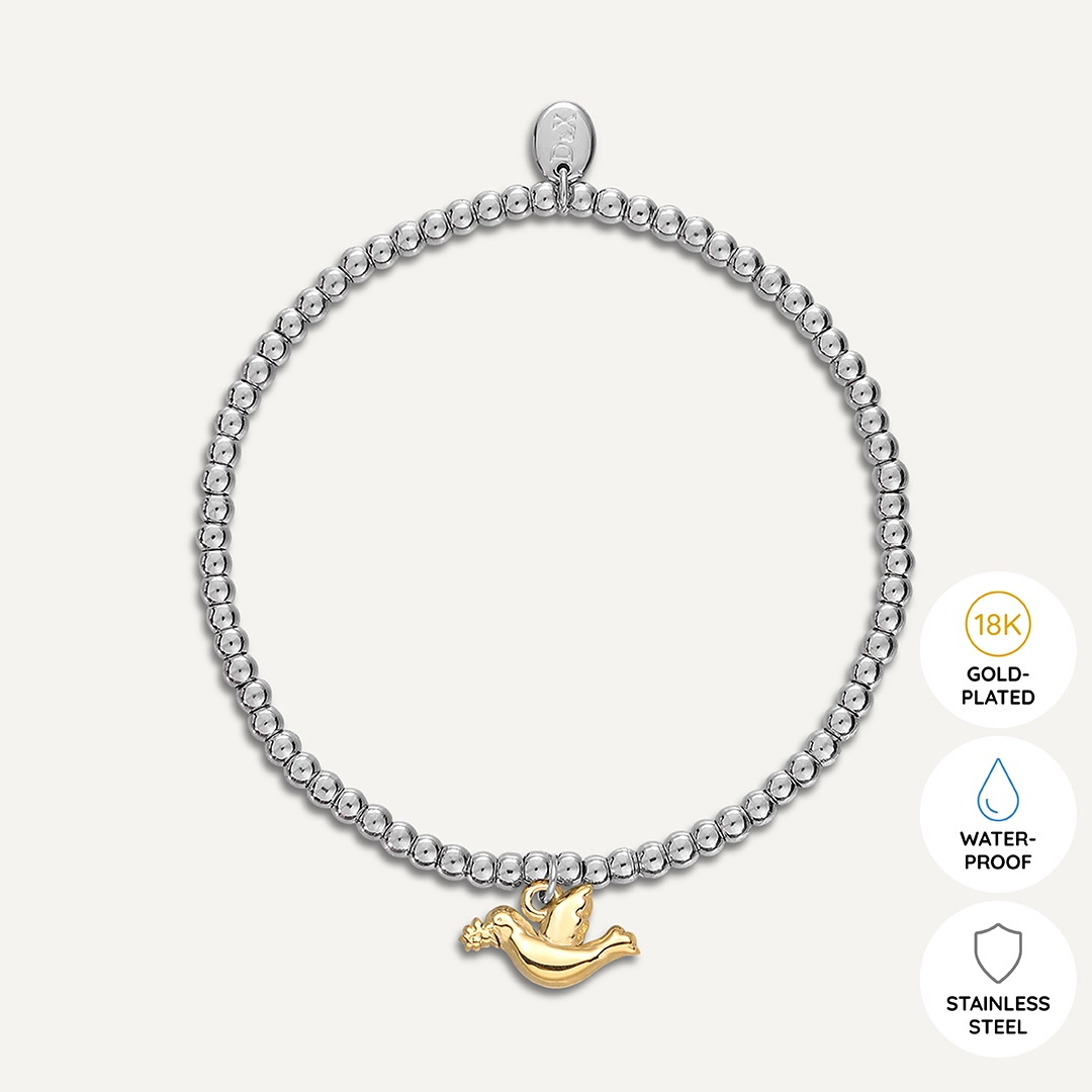 Memories: "FIRST COMMUNION" | Bird Bracelet | White Gold & 18K Gold-Plated