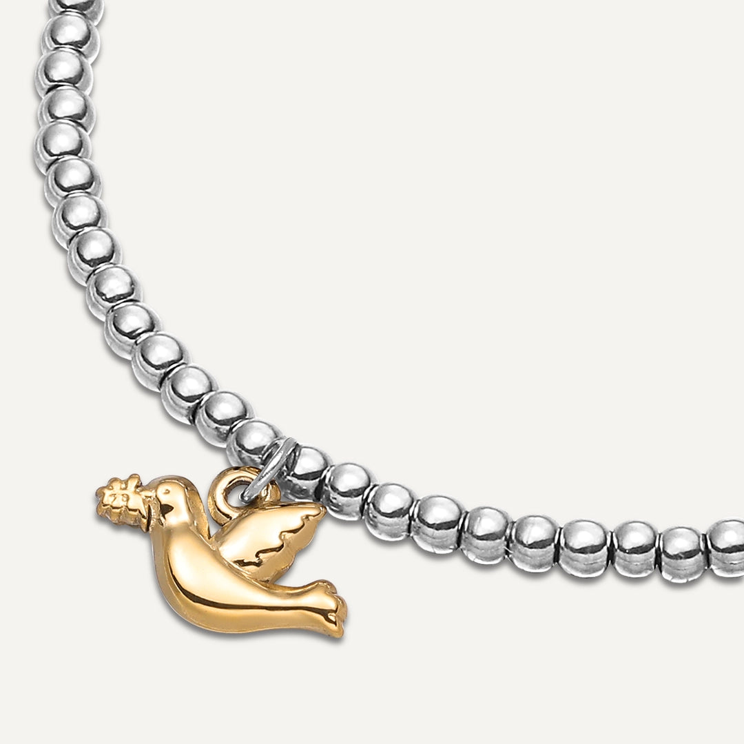 Memories: "FIRST COMMUNION" | Bird Bracelet | White Gold & 18K Gold-Plated