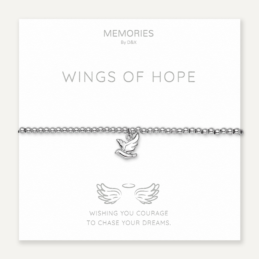 Memories: "WINGS OF HOPE" | Bird Bracelet | White Gold-Plated