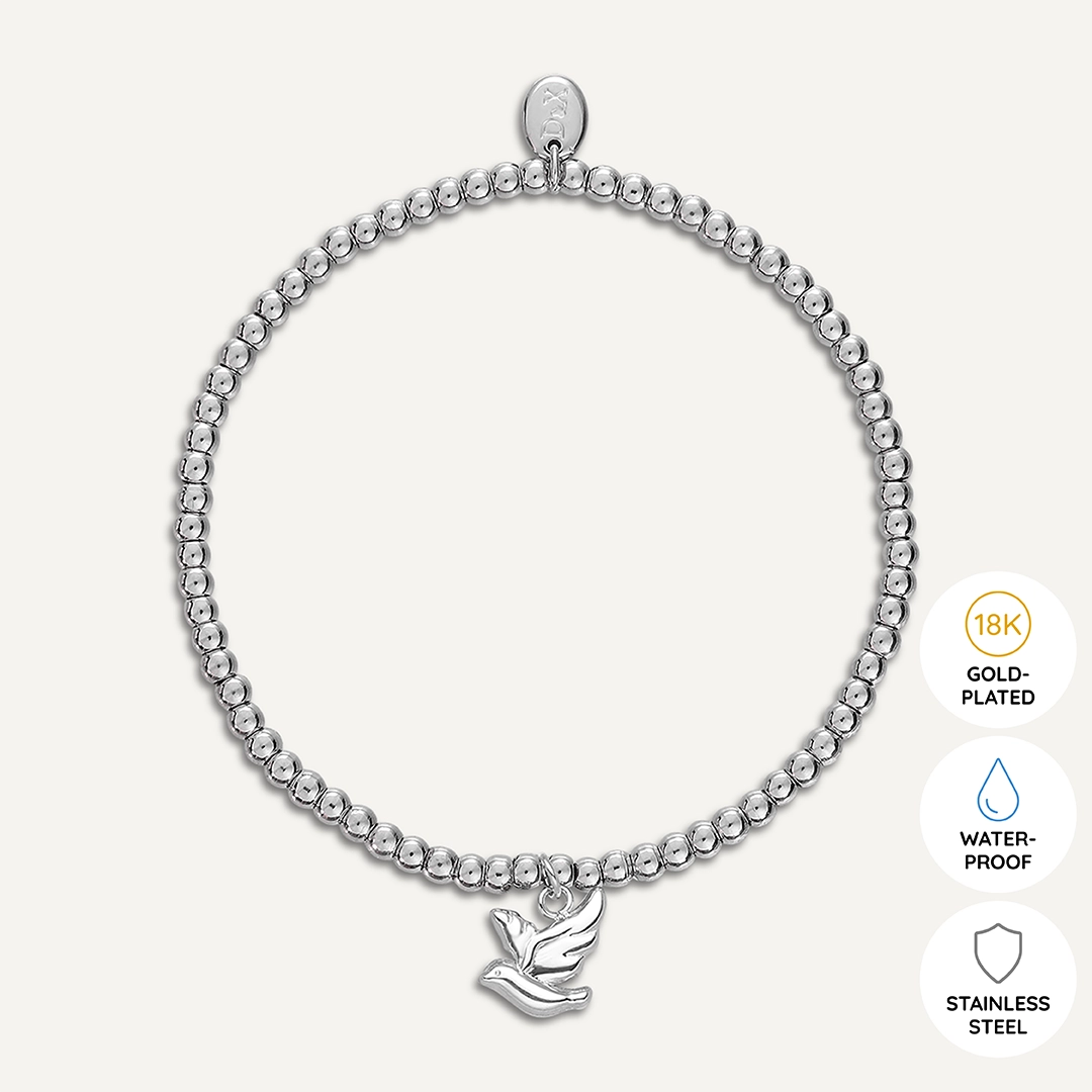 Memories: "WINGS OF HOPE" | Bird Bracelet | White Gold-Plated