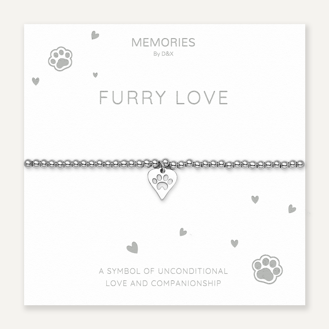 Memories: "FURRY LOVE" | Paw Bracelet | White Gold-Plated