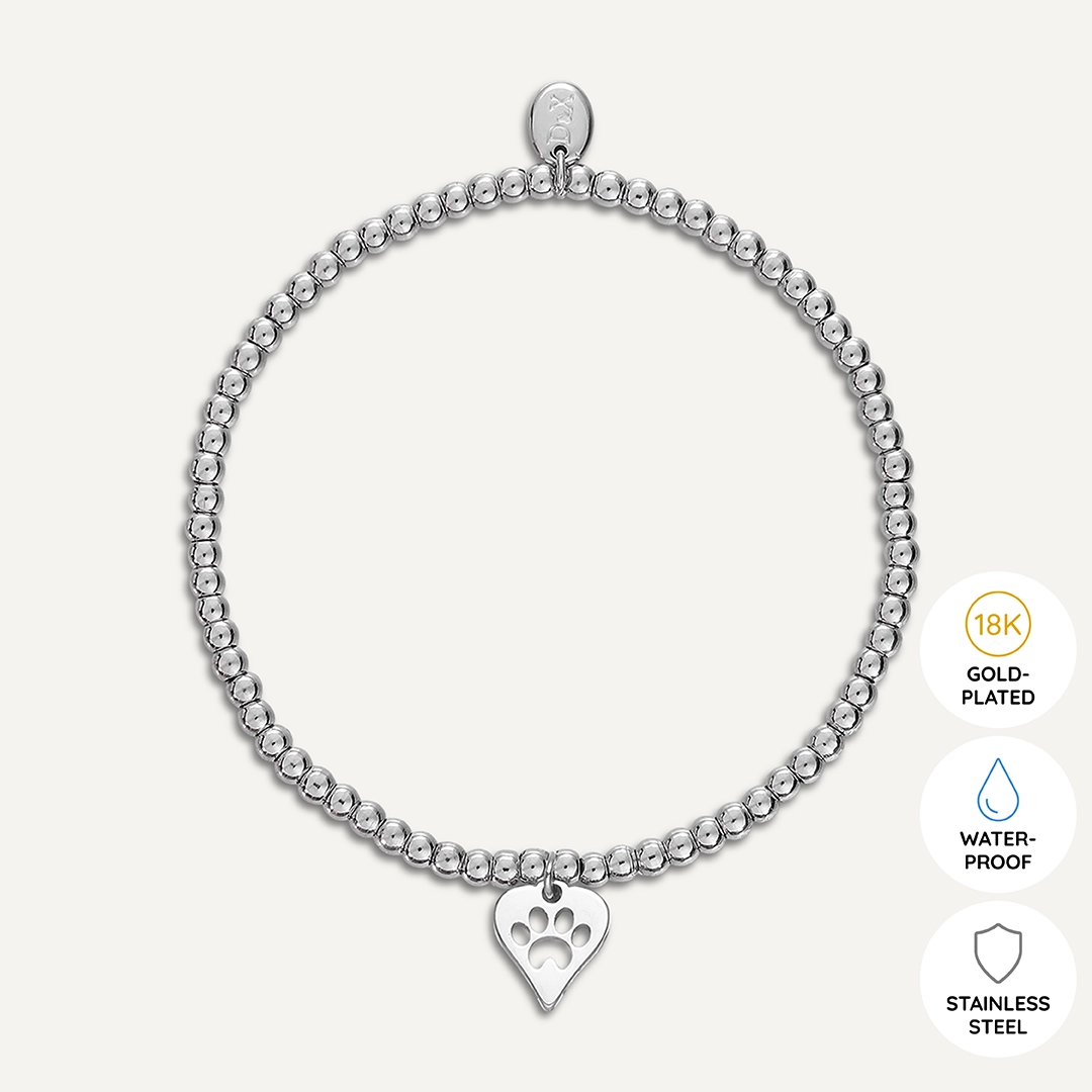 Memories: "FURRY LOVE" | Paw Bracelet | White Gold-Plated