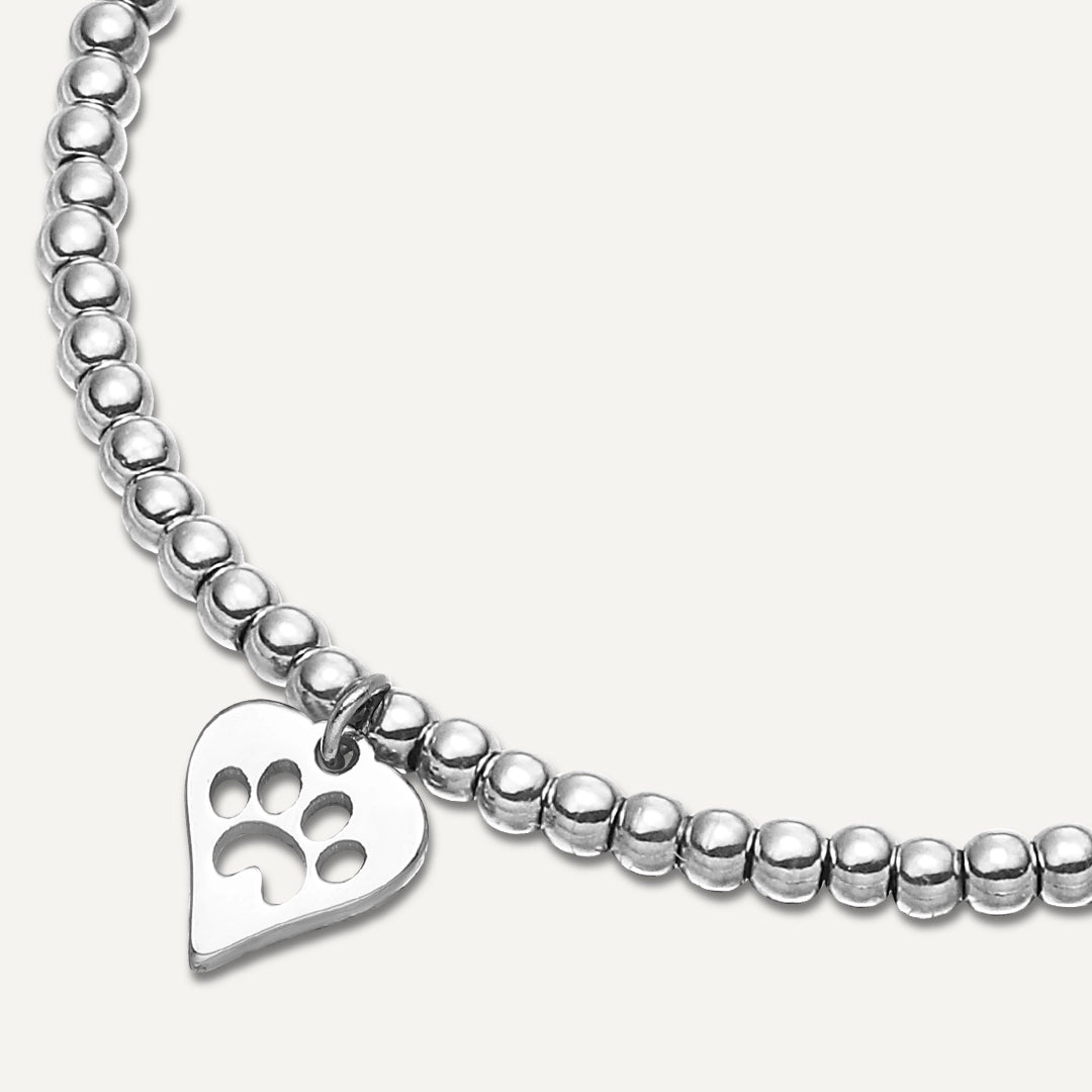 Memories: "FURRY LOVE" | Paw Bracelet | White Gold-Plated