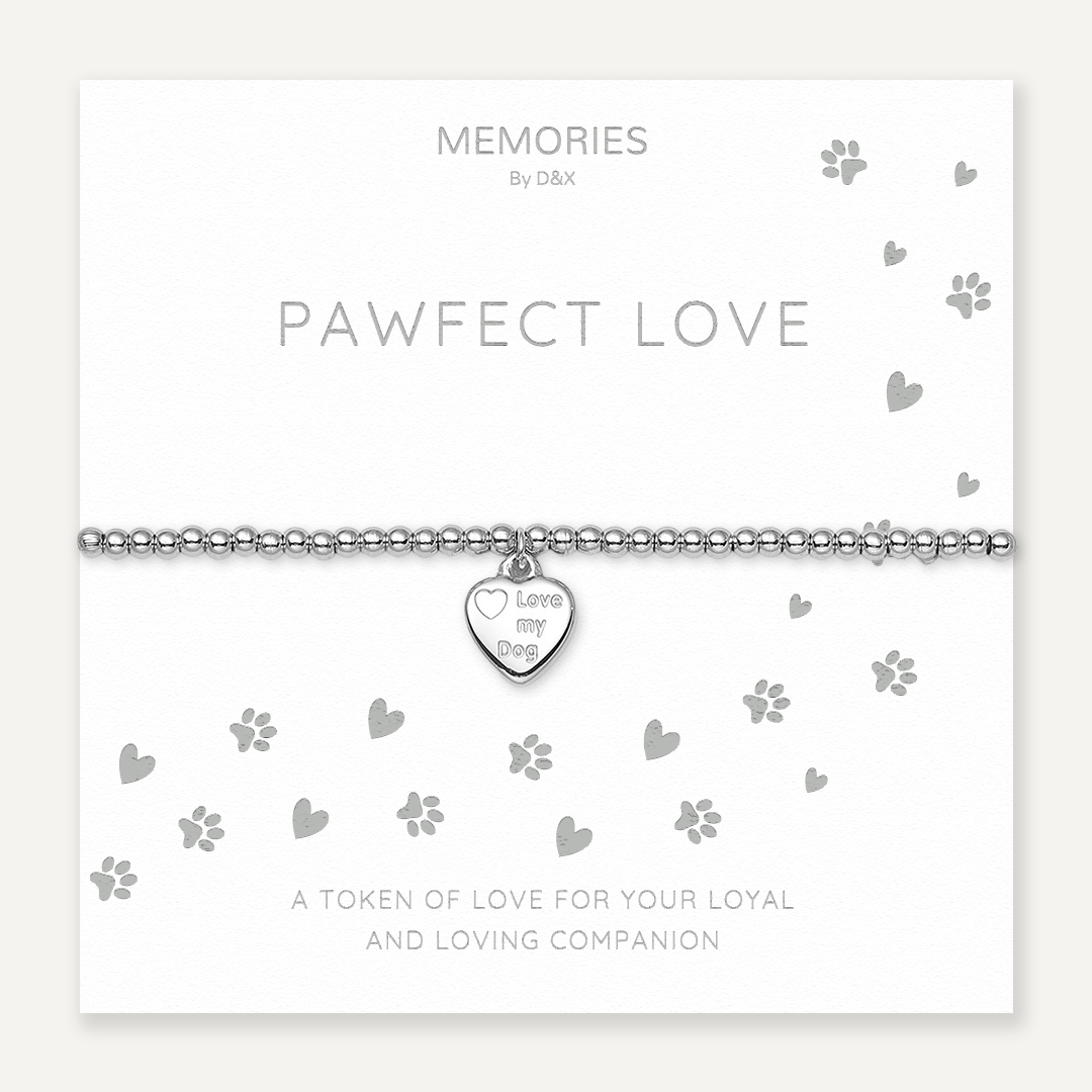 Memories: "PAWFECT LOVE" | Heart Bracelet | White Gold-Plated