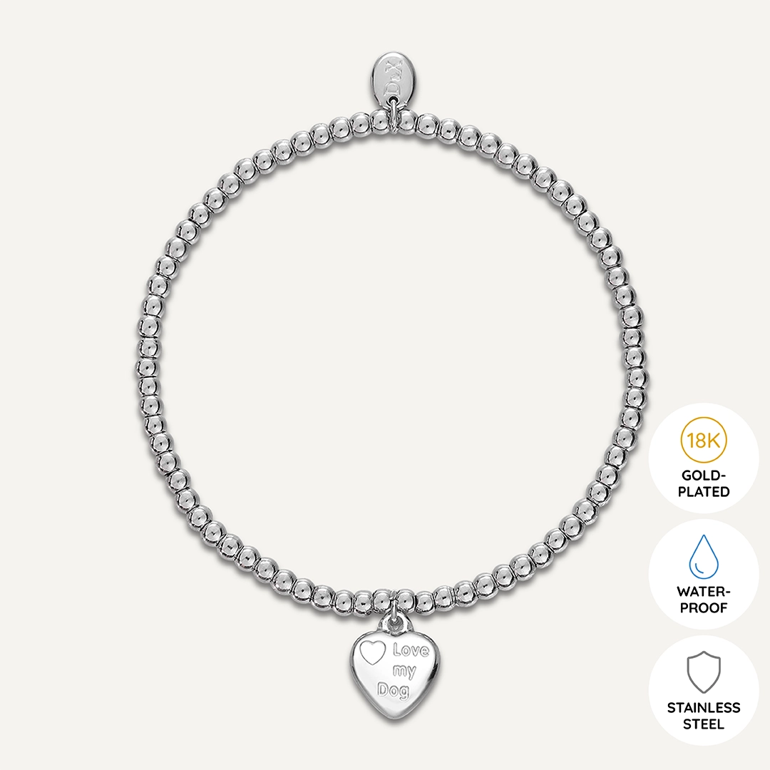 Memories: "PAWFECT LOVE" | Heart Bracelet | White Gold-Plated